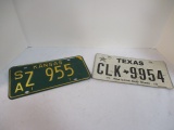 Vintage Kansas and Texas Car Tags.