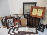Box Lot of New and Used Picture Frames and One Shelf with Pull Out Albums.