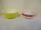 Pyrex Yellow Mixing Bowl & Federal Glass Red Gingham Bowl