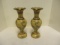 Indian Vintage Brass Vase w/Handpainted Floral Design (PR)