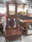 Antique Storage Seat Hall Tree w/Mirror