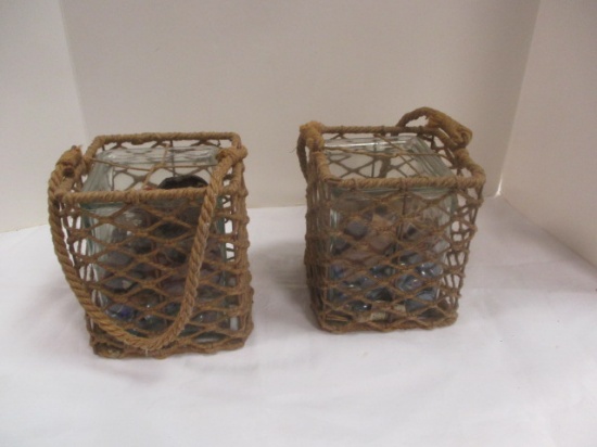 Hanging Glass Lanterns wrapped in rope