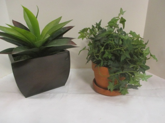 2 Faux Greenery Plants
