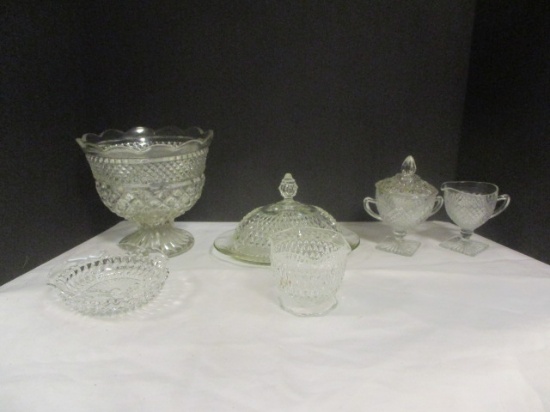 Diamond Pt. Compote, Creamer/Sugar, Butter Dish, etc.