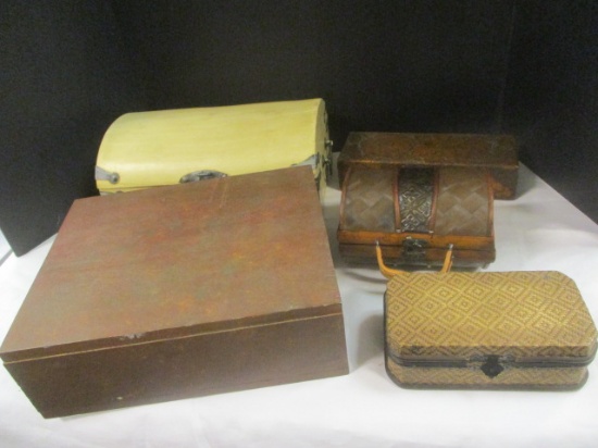 2 Dome Top Storage Boxes & 3 Misc. Boxes