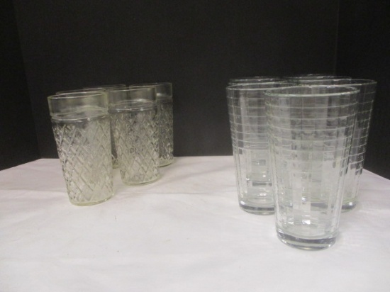 Block Optic 6 1/4" Drinking Glasses (7), Anchor Hocking Glasses (5)