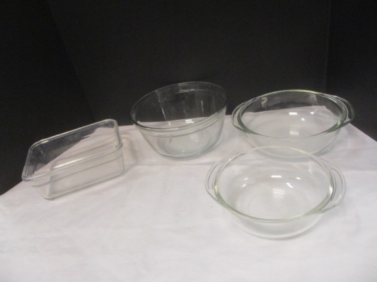 Anchor Hocking Bowl, 2 Pyrex Casseroles, Glaslock Casserole