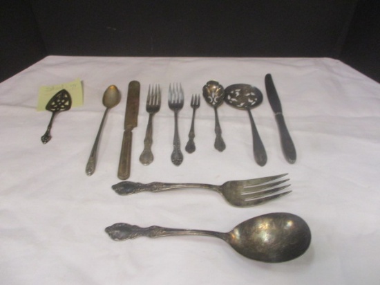 Webster Sterling Petite Server & Mixed Rogers Silverware