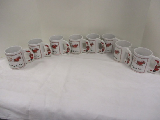 Christmas Mugs/Santa & Reindeer (Lot of 8)