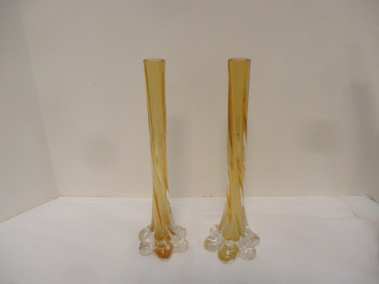 Yellow Murano Style Foot Vases (PR)
