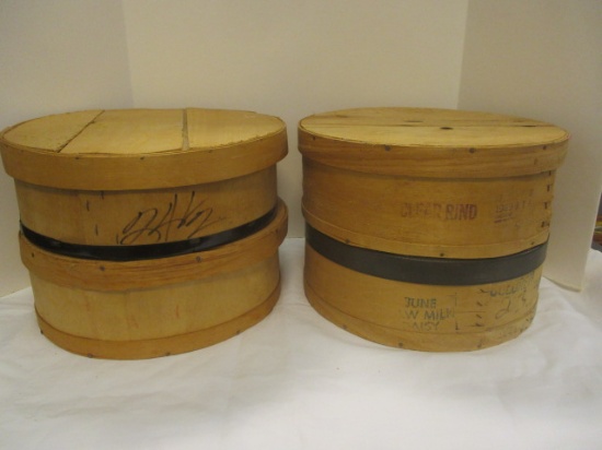 4 Round Wood Boxes