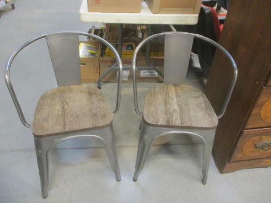 Wood & Metal Curve Back Chairs (PR)