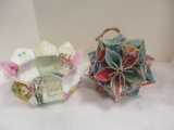 2 Unique Decorative Pcs. Possibly made from Wallpaper & Cards