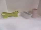2 Vintage Planters & 1 Pink Vase
