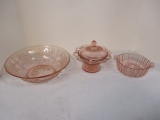 3 PCS Pink Glassware