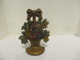 Flower & Fruit Basket  Cast Iron Collectible Door Stop