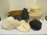 2 Hatboxes 2 Vintage Hats & Gloves