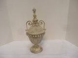 Vintage Ceramic Decorative Lidded Antique Finish Urn