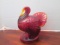 L.E. Smith Ruby Red Amberina Glass Turkey Animal Form Dish