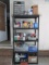 Black 5 Tier Heavy Duty Plastic Shelf Unit and Contents