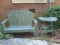 Green Hard Plastic Fan Back Bench and Folding Table