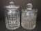 Two Heavy Crystal Biscuit Jars