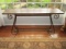Wood Plank Console Table with Wrought Iron Base