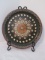 Handpainted Mexican Pottery Plate with Wrought Iron Stand