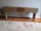 Primitive Signed Handcrafted Rough Sawn Wooden Bench with Folk Art Forest Spirit Face