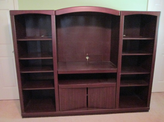 Mahogany Finish Illuminated Entertainment Display Cabinet