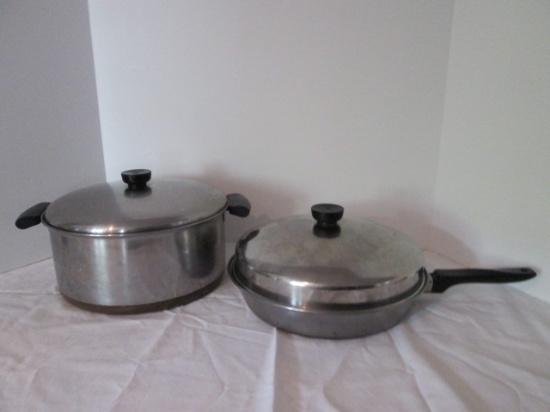 Revere Ware Copper Clad Stock Pot and Ekco Ware Copper Bottom 10 1/2" Skillet