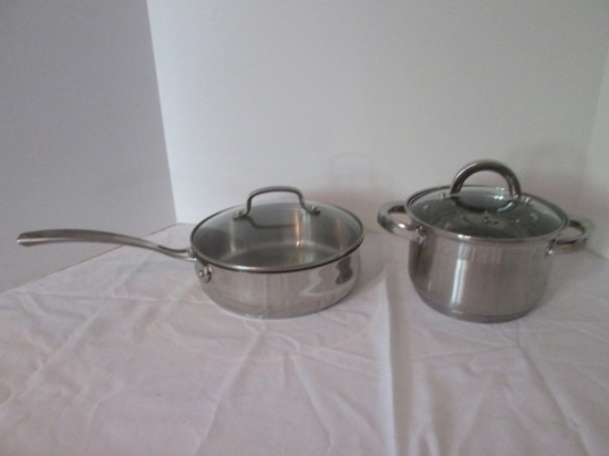 Bergner Stainless Lidded Pot and Cuisinart 2 Quart Lidded Sauce Pan