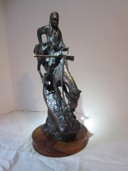 Frederic Remington "Mountain Man" Reproduction Bronze Statue on Wood Base
