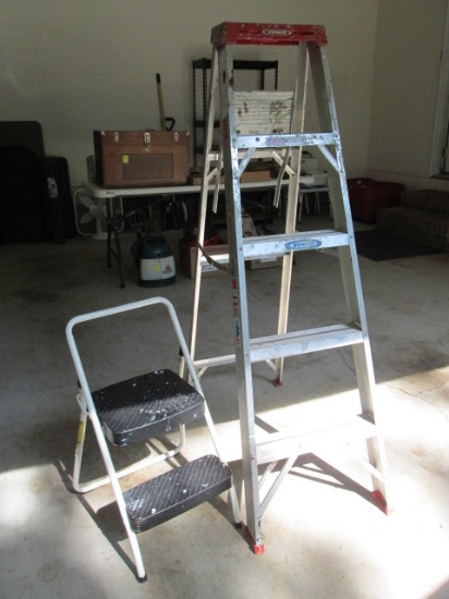 Werner #355 Aluminum 5' Step Ladder and Cosco 2 Step Stool