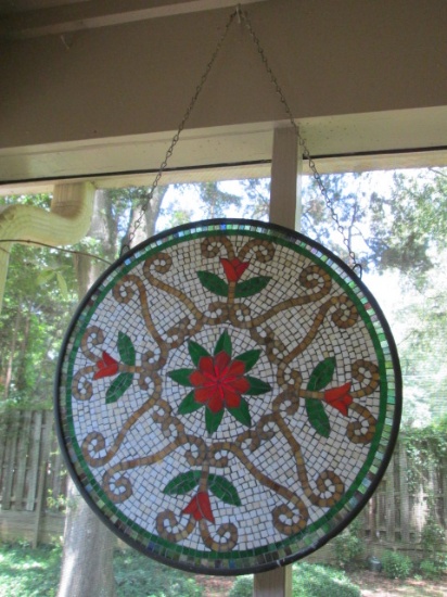 Round Mosaic Stained Glass Style Panel