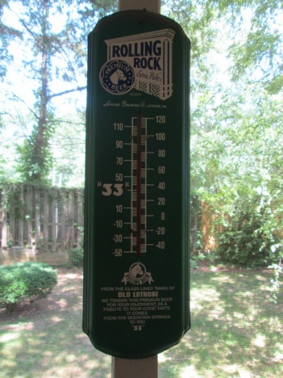1999 Metal "Rolling Rock" Wall Thermometer