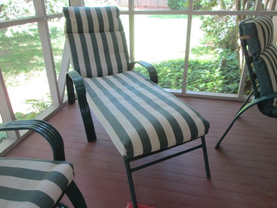 Green Metal Lounge Chair with Removable Cushion