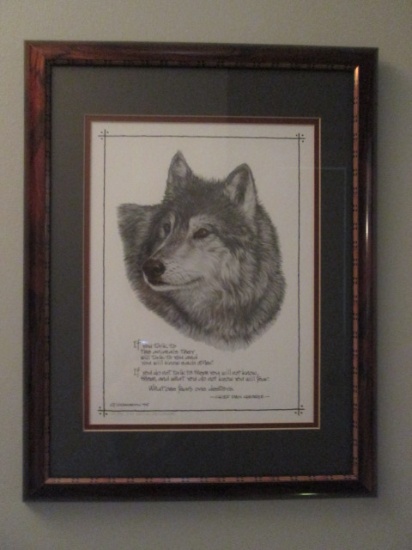Limited Edition Chief Dan George Poem with Illustrated Wolf by G. Adamson