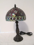 Tiffany Stained Glass Style Lamp with Lily Pad Design Base