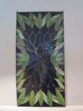 Stained Glass Style Panel with Leaf and Berry Design