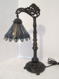 Tiffany Stained Glass Style Lamp with Peacock Feather Design Shade