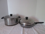 Revere Ware Copper Clad Stock Pot and Ekco Ware Copper Bottom 10 1/2