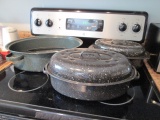 Three Enamel Dutch Roaster Ovens