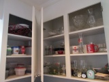 Contents of Corner Wall Cabinets-Glassware, Vases, Serving Pieces, Plastic Ware, etc.