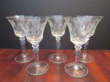 Five Cut Crystal Wine Glasses