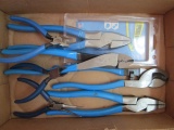 Blue Vinyl Handle Channel Lock and Klein Pliers