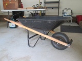 Blue Hawk Black Metal Wheel Barrow with Wood Handles