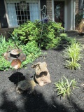 Yard Art: Concrete Toad and Rabbit, Copper Frog on Lily Pad Yard Spike and