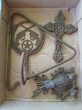 Cast Metal Stag Coat Hook, Horse Shoe Hook Hanger, Cross and Chuck Wagon Triangle