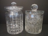 Two Heavy Crystal Biscuit Jars